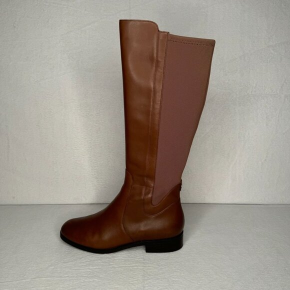 Cole Haan Noelle Riding Boots Brown Leather Side Zip Knee high Size 9 B - Picture 5 of 16